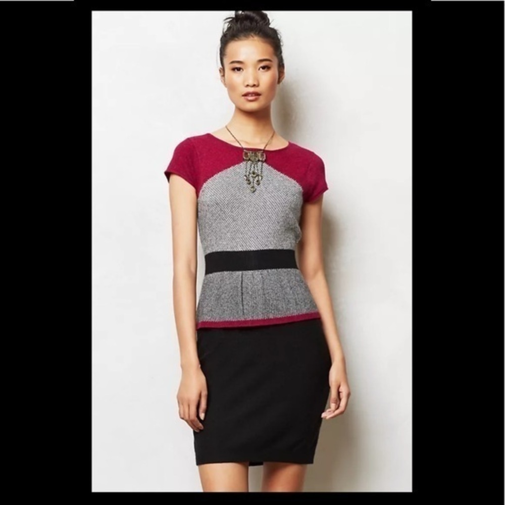 Anthropologie Sparrow Serena Peplum Wool blend sweater dress New size XL